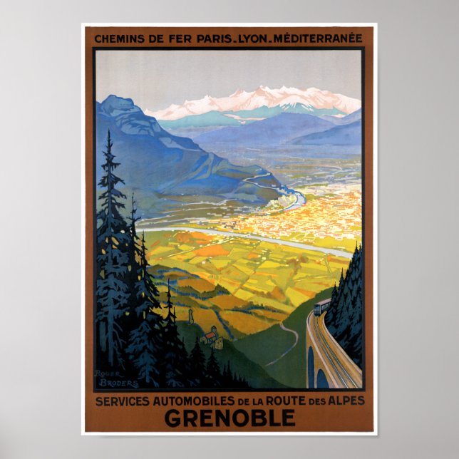 Frankreich Grenoble Vintage Travel Poster (Vorne)