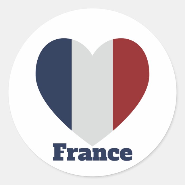 Frankreich Herzenflagge Runder Aufkleber (Vorderseite)