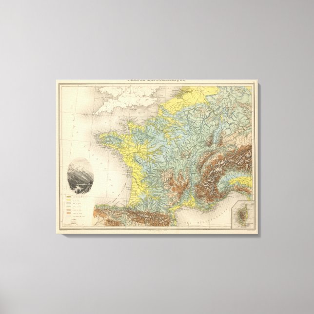 Frankreich hypsometrisch leinwanddruck (Vorderseite)