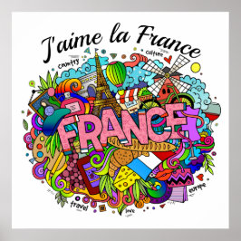 Frankreich Illustration Art Poster