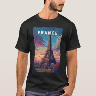 Frankreich Illustration Reise Kunst Vintage T-Shirt