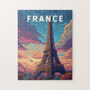 Frankreich Illustration Travel Art Vintag Puzzle