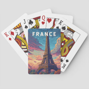 Frankreich Illustration Travel Art Vintag Spielkarten