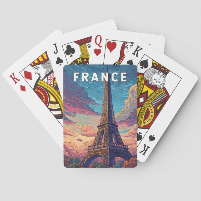 Frankreich Illustration Travel Art Vintag Spielkarten (Rückseite)