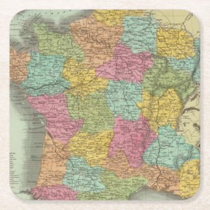 Frankreich in Abteilungen 2 Rechteckiger Pappuntersetzer