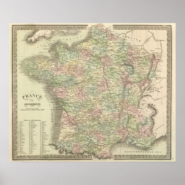 Frankreich in den Departements Poster (Vorne)