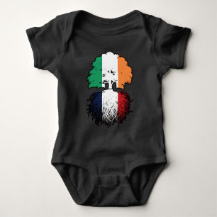 Frankreich - Irish Ireland Tree Roots Flag Baby Strampler