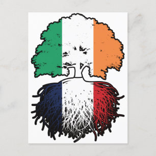 Frankreich - Irish Ireland Tree Roots Flag Postkarte