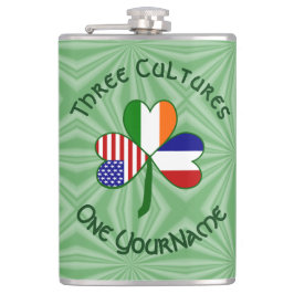 Frankreich Irland USA Kleeblatt Flag Personalisier Flachmann