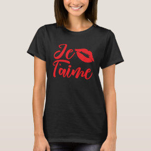 Frankreich Je T'aime Ich liebe Dich, Kuss Lippen T-Shirt