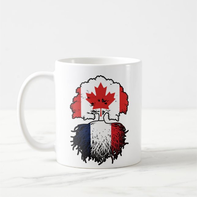 Frankreich - kanadisches Tree-Roots-Flag in Kanada Kaffeetasse (Links)