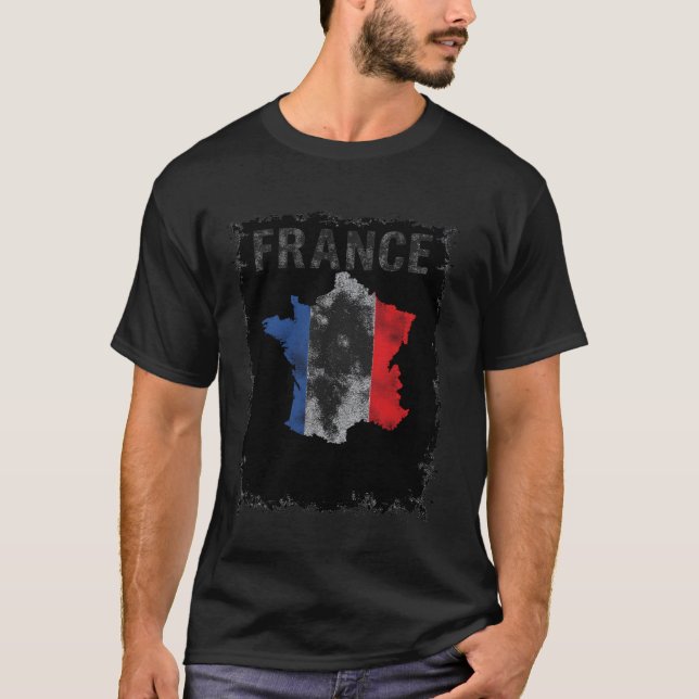 Frankreich Karte Flag T-Shirt (Vorderseite)