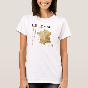 Frankreich Karte + Flagge + Titel T-Shirt