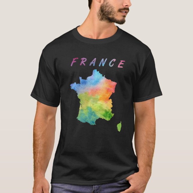 Frankreich Karte Französisch farbenfrohe Karte Was T-Shirt (Vorderseite)