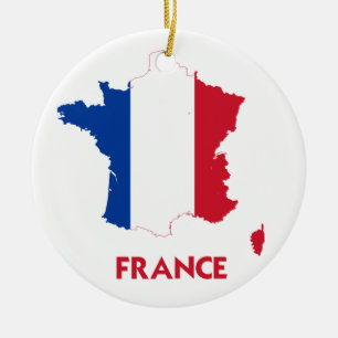 FRANKREICH-KARTE KERAMIK ORNAMENT