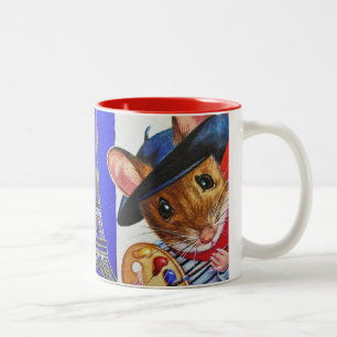 Frankreich Künstler Mouse Eiffel Tower Wasserfarbe Zweifarbige Tasse