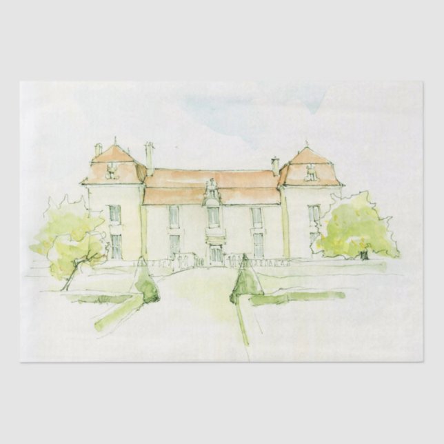 FRANKREICH LAND CHATEAU VINTAG DECOUPAGE SEIDENPAPIER (Vorderseite)