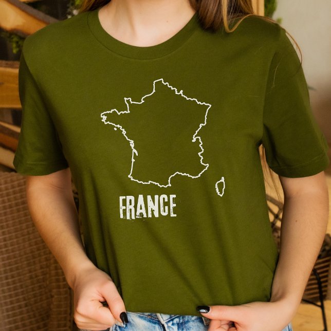 Frankreich Landkarte Form Kontur Französisch Grenz T-Shirt (Von Creator hochgeladen)