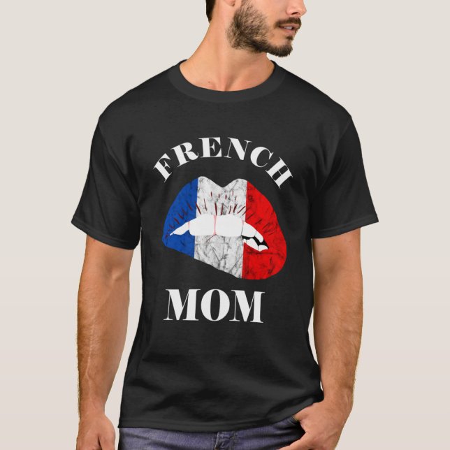 Frankreich Lip Französische Mama Französisch Roots T-Shirt (Vorderseite)