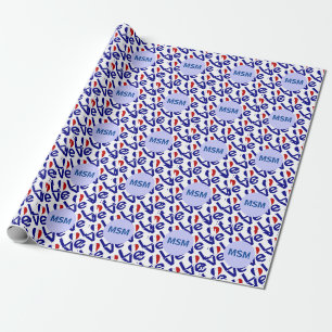 Frankreich LOVE Herz Flagge gekachelt Personalisie Geschenkpapier