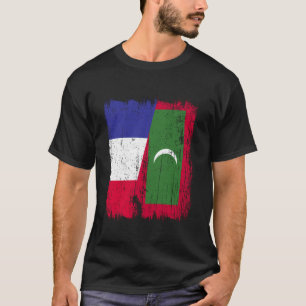 Frankreich Malediven Halbflagge Französisch Maledi T-Shirt