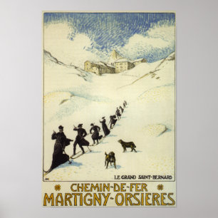 Frankreich - Mönche Skifahren Poster