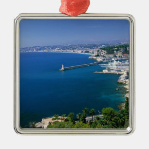 Frankreich, Nizza, Luftansicht des Hafens Silbernes Ornament