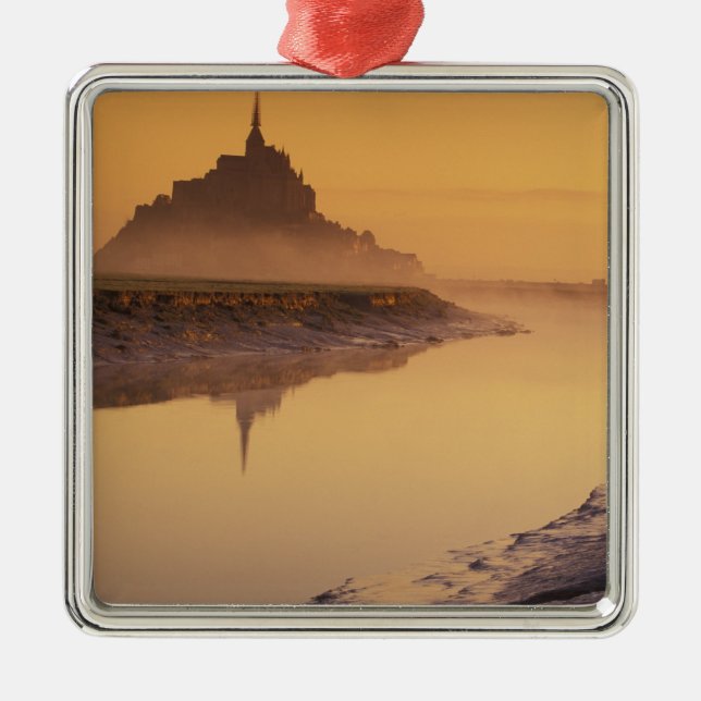 Frankreich, Normandie Mont St. Michel. Morgenlicht Silbernes Ornament (Vorne)
