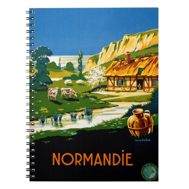 Frankreich Normandie Vintage Travel Poster restaur Notizblock (Vorderseite)
