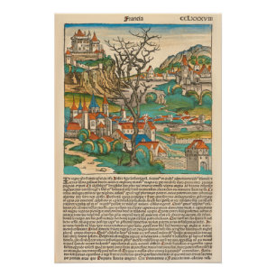 Frankreich Nürnberg Chronik 1493 Mittelalterliches Poster