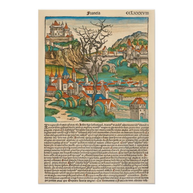 Frankreich Nürnberg Chronik 1493 Mittelalterliches Poster (Vorderseite)