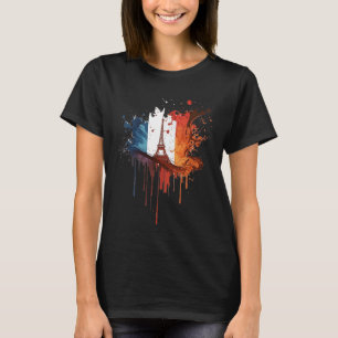 Frankreich Paris Abstrakt Spritzer Französische Fl T-Shirt