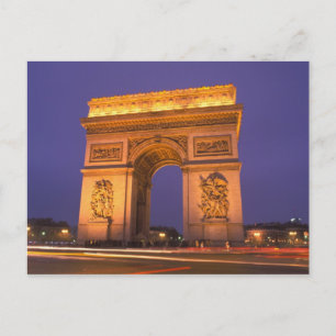 Frankreich, Paris, Arc de Triomphe bei Dämmerung. Postkarte