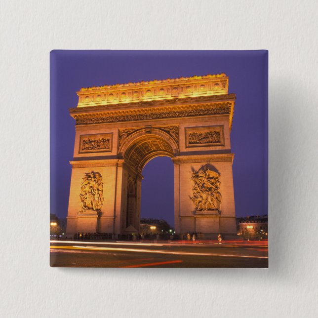 Frankreich, Paris, Arc de Triomphe in der Nacht. Button (Vorderseite)