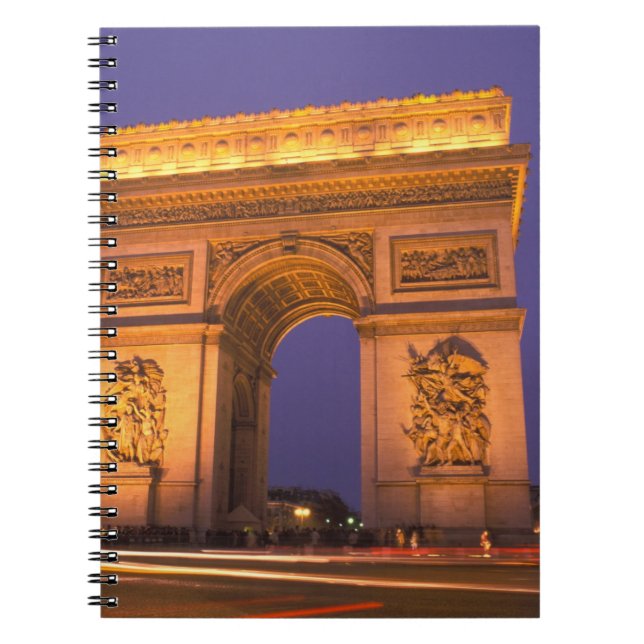 Frankreich, Paris, Arc de Triomphe in der Nacht. Notizblock (Vorderseite)