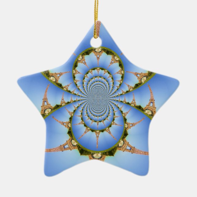 Frankreich Paris Eiffel Tower Kaleidoscope Blue Lo Keramik Ornament (Vorne)