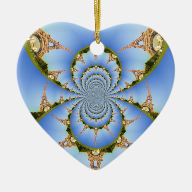 Frankreich Paris Eiffel Tower Kaleidoscope Blue Lo Keramikornament (Vorne)