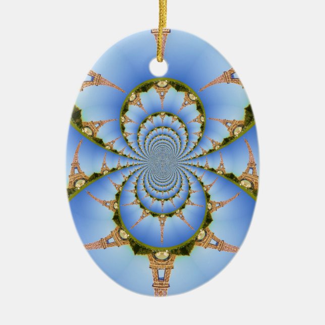 Frankreich Paris Eiffel Tower Kaleidoscope Blue Lo Keramikornament (Vorne)