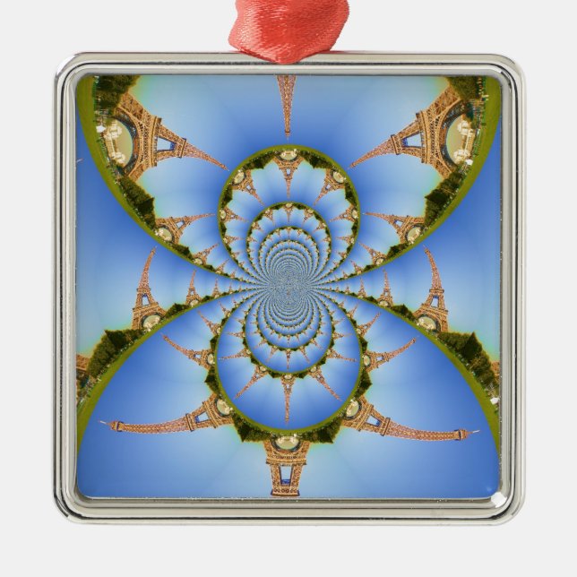 Frankreich Paris Eiffel Tower Kaleidoscope Blue Lo Ornament Aus Metall (Vorne)