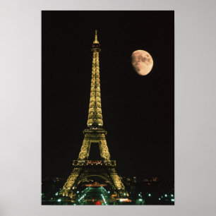 Frankreich, Paris Eiffelturm bei Nacht mit Poster