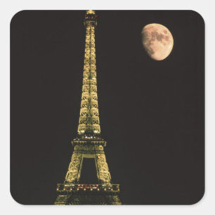 Frankreich, Paris Eiffelturm bei Nacht mit Quadratischer Aufkleber