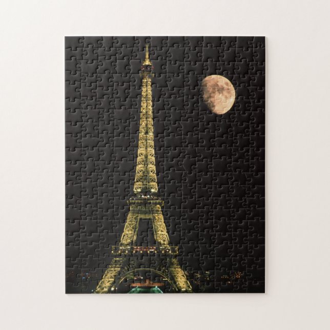 Frankreich, Paris. Eiffelturm in der Nacht Puzzle (Vertikal)