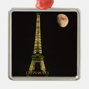 Frankreich, Paris. Eiffelturm nachts mit Silbernes Ornament