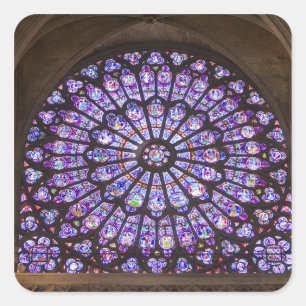 Frankreich, Paris. Innendetail von Bleiglasfenster Quadratischer Aufkleber