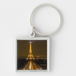Frankreich, Paris. Nachtansicht des Eiffelturms Schlüsselanhänger