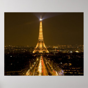 Frankreich, Paris Nachtblick auf den Eiffelturm Poster