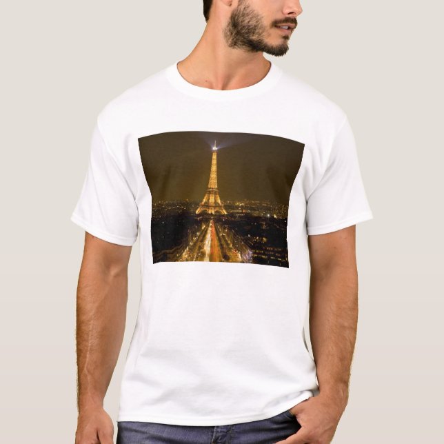 Frankreich, Paris. Nachtblick auf den Eiffelturm T-Shirt (Vorderseite)