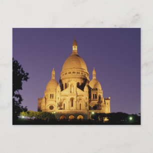 Frankreich, Paris, Sacré-Coeur bei Dämmerung. Postkarte