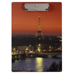 Frankreich, Paris Sonnenuntergang Blick auf Eiffel Klemmbrett