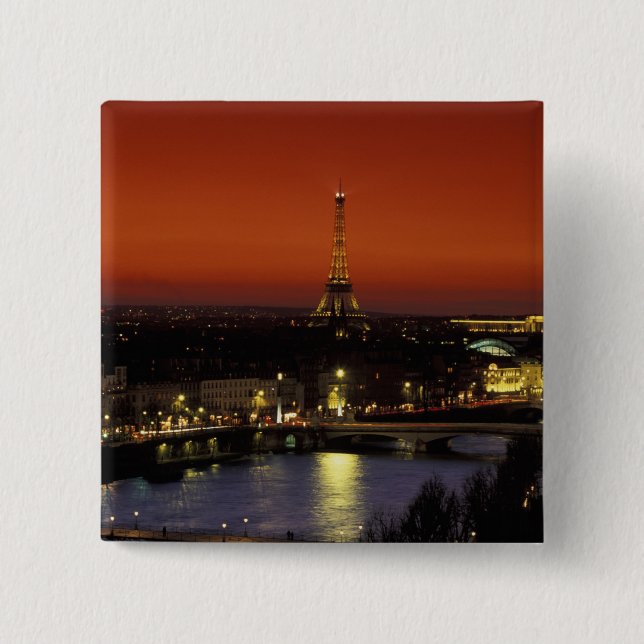 Frankreich, Paris Sunset View Eiffelturm und Button (Vorderseite)